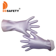 Violet Implant Flock Lined PVC Household Working Gloves